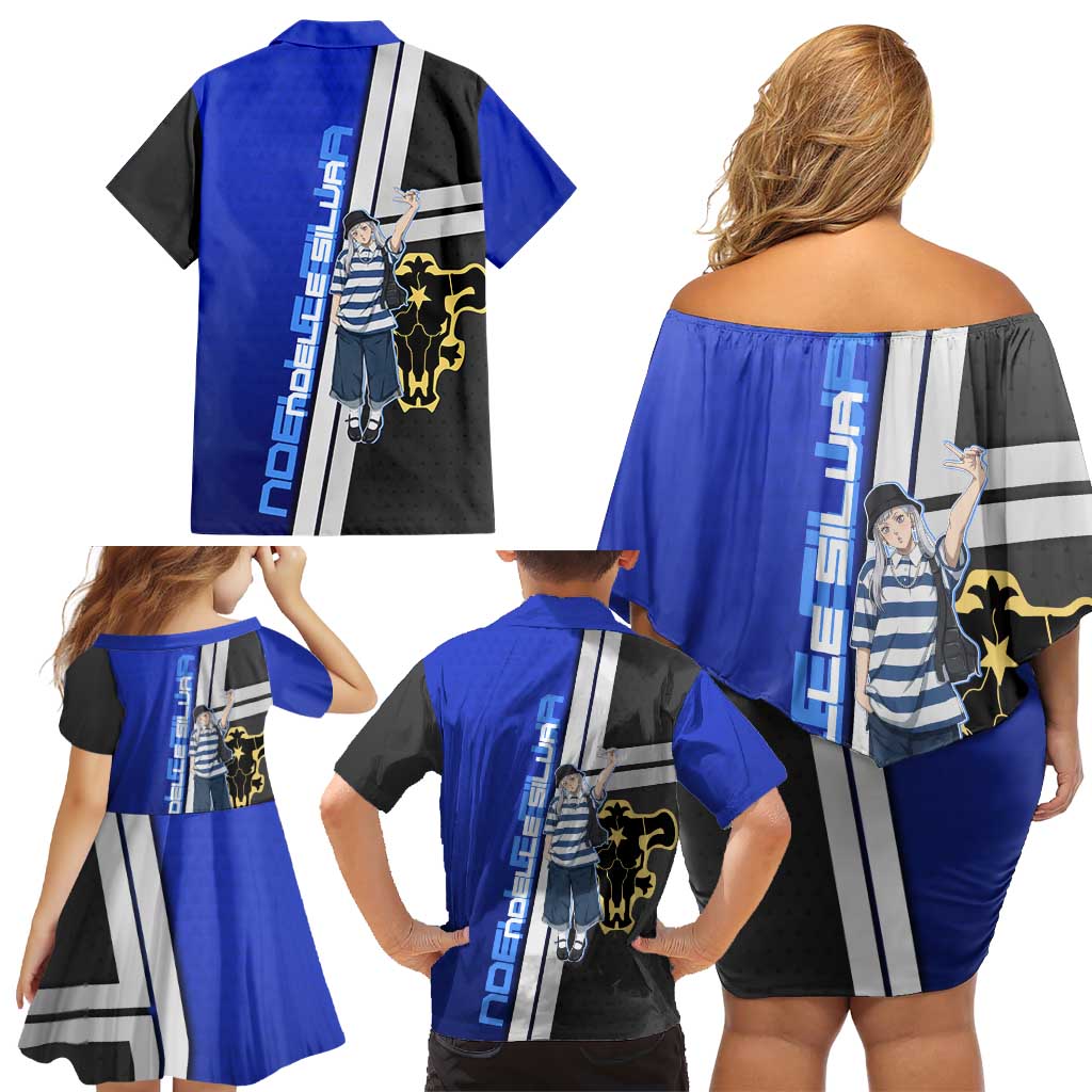 Black Clover Noelle Silva Family Matching Off Shoulder Short Dress and Hawaiian Shirt Urban Streetwear Anime Style