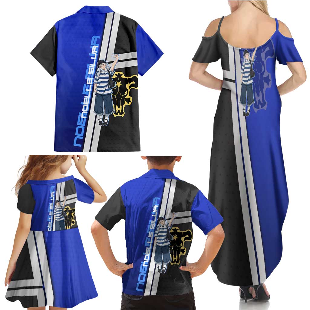 Black Clover Noelle Silva Family Matching Summer Maxi Dress and Hawaiian Shirt Urban Streetwear Anime Style