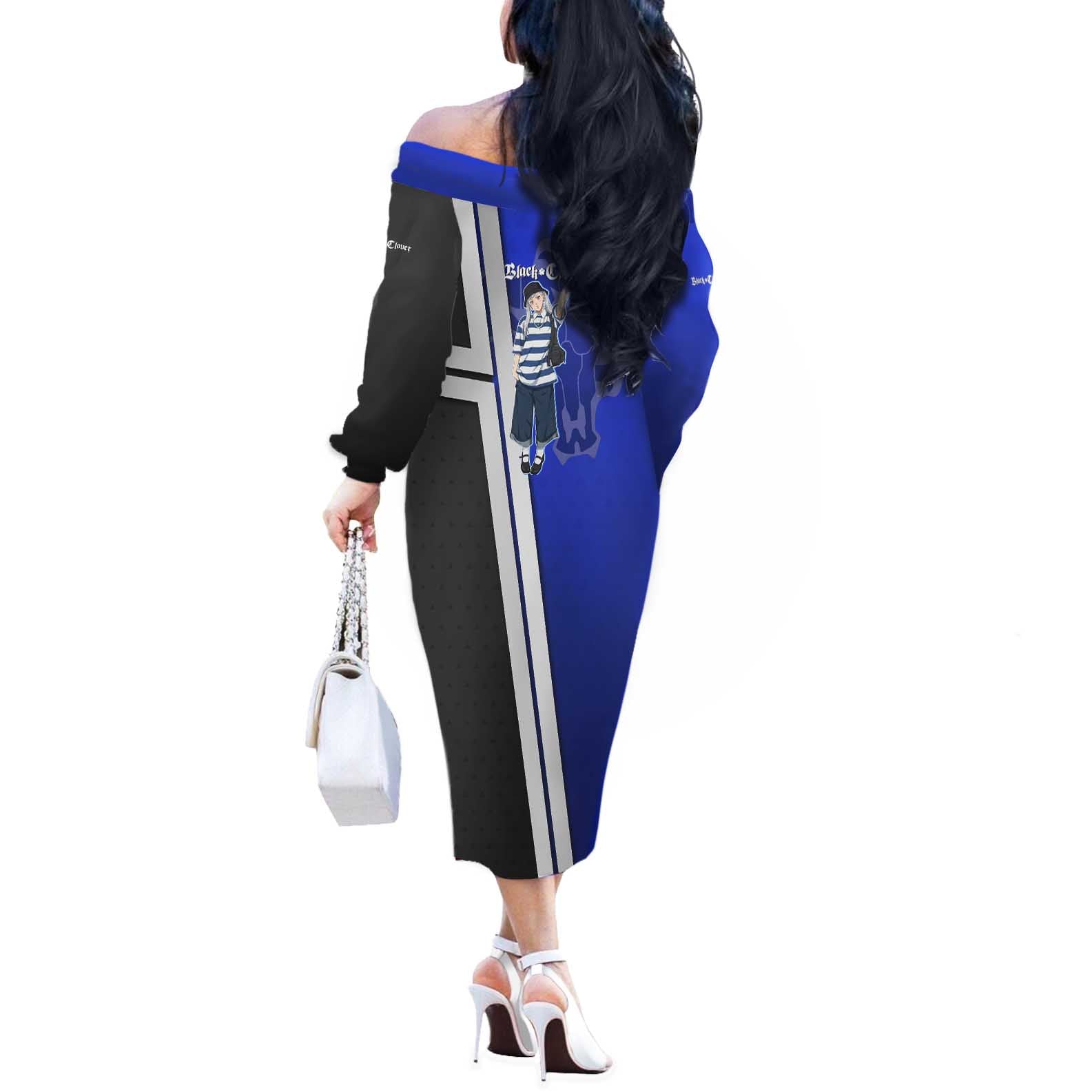 Black Clover Noelle Silva Off The Shoulder Long Sleeve Dress Urban Streetwear Anime Style