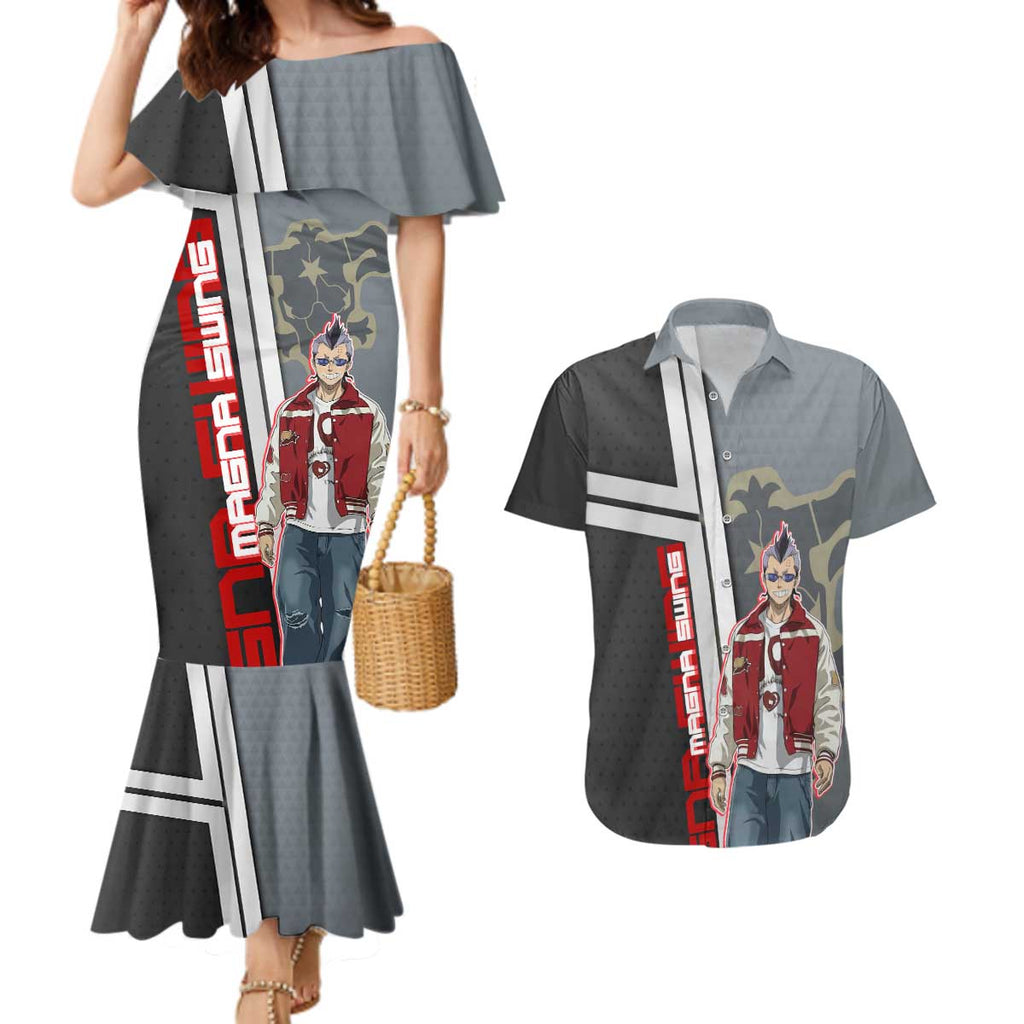 Black Clover Magna Swing Couples Matching Mermaid Dress and Hawaiian Shirt Retro Anime Street Style