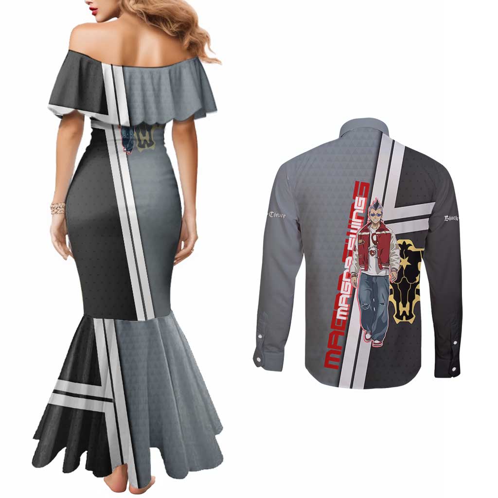 Black Clover Magna Swing Couples Matching Mermaid Dress and Long Sleeve Button Shirt Retro Anime Street Style