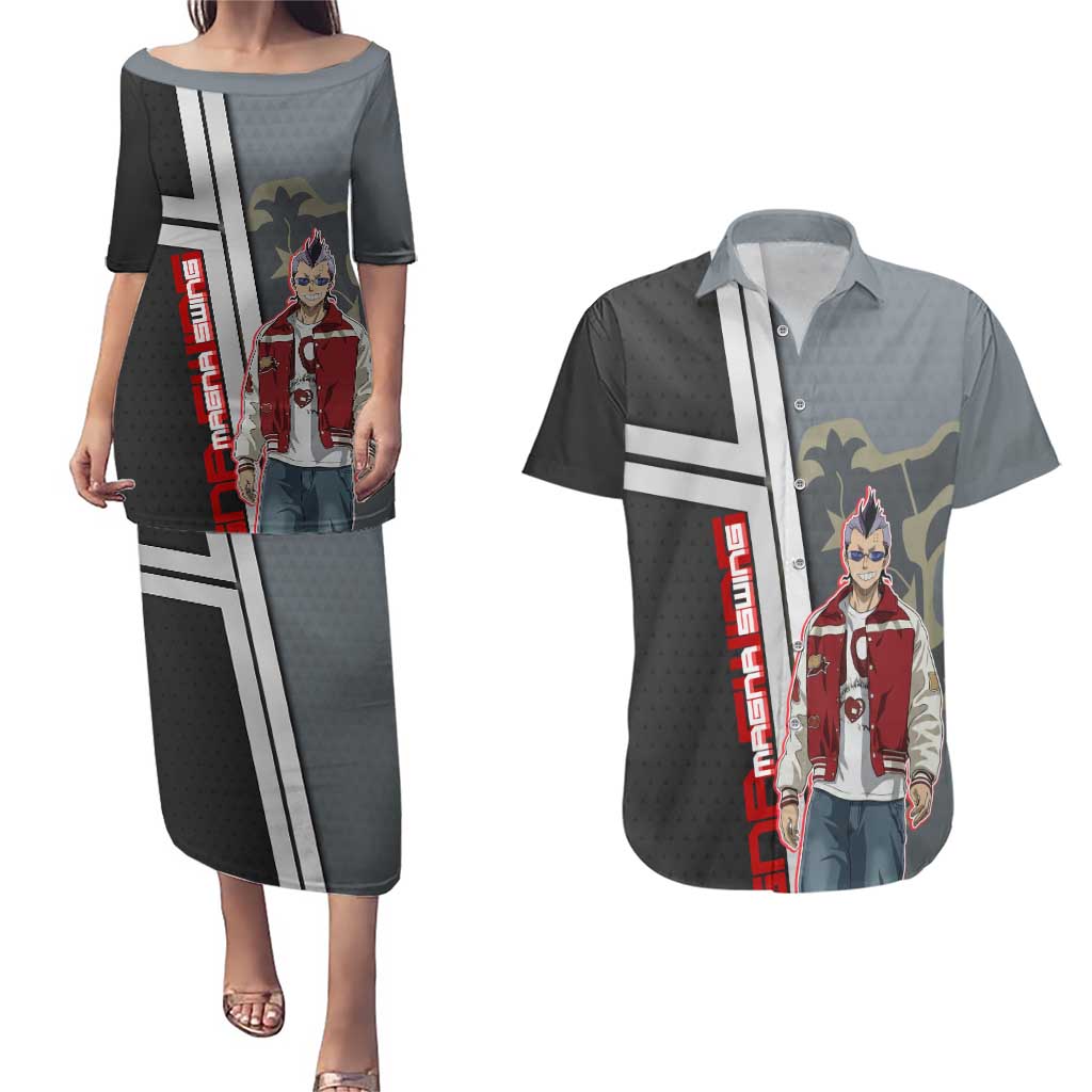 Black Clover Magna Swing Couples Matching Puletasi and Hawaiian Shirt Retro Anime Street Style