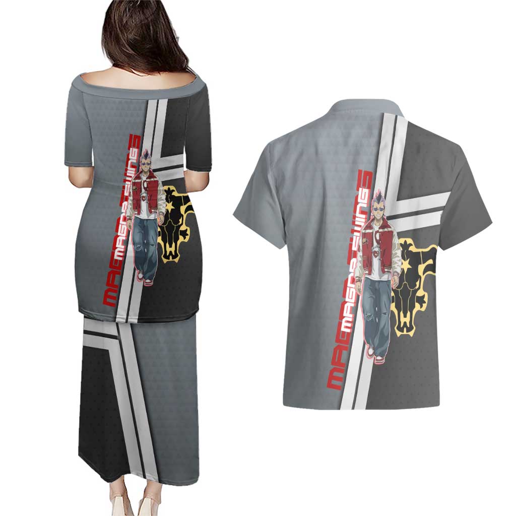 Black Clover Magna Swing Couples Matching Puletasi and Hawaiian Shirt Retro Anime Street Style