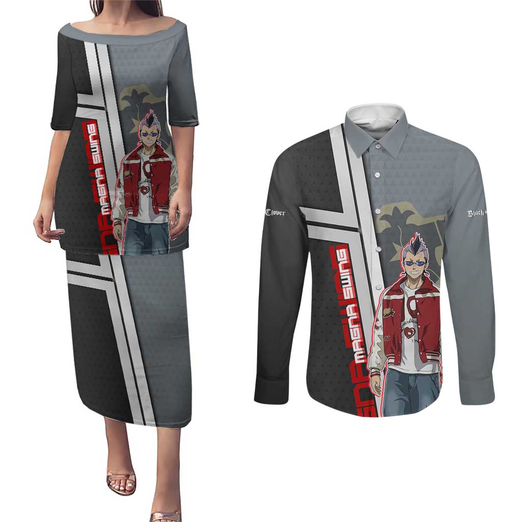 Black Clover Magna Swing Couples Matching Puletasi and Long Sleeve Button Shirt Retro Anime Street Style