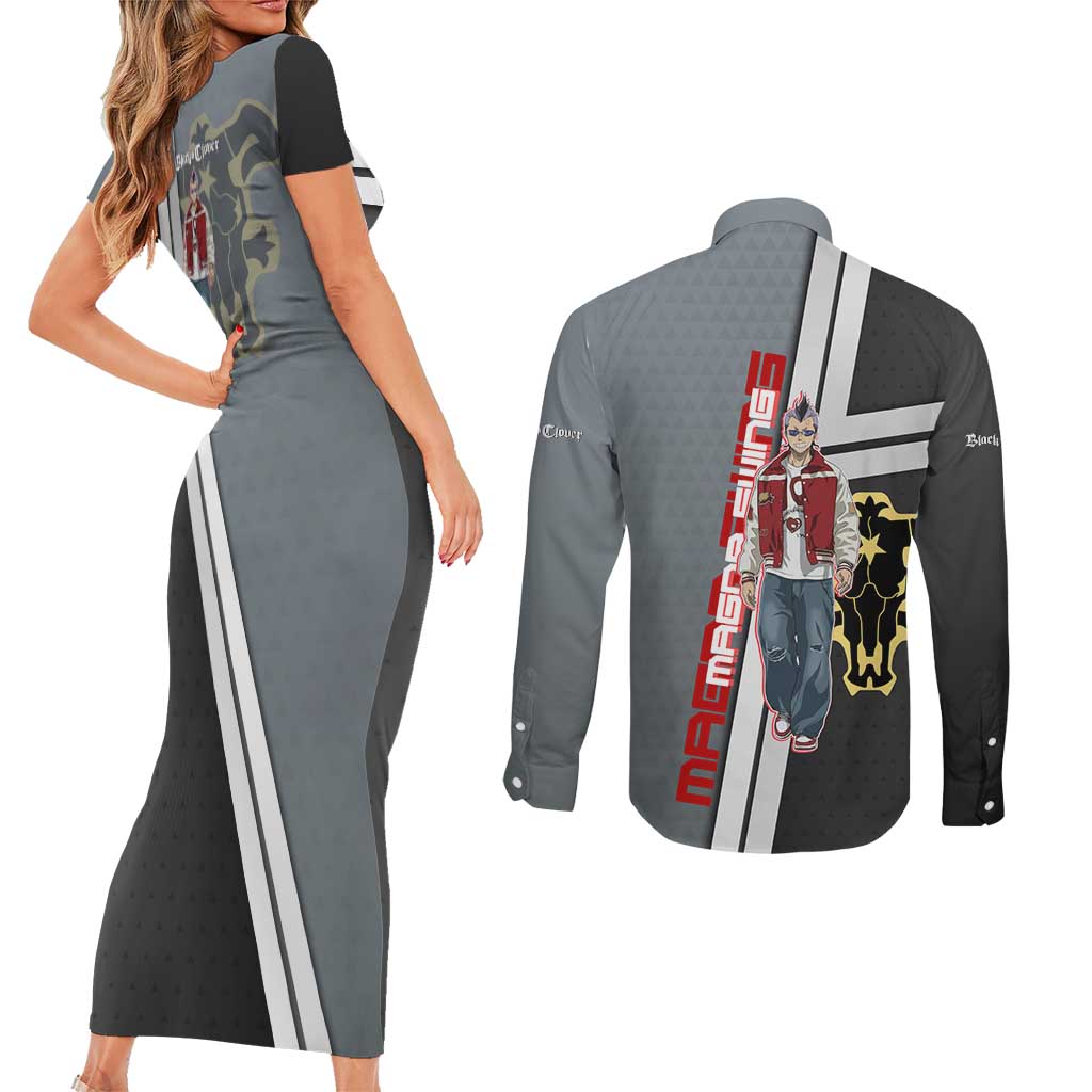 Black Clover Magna Swing Couples Matching Short Sleeve Bodycon Dress and Long Sleeve Button Shirt Retro Anime Street Style