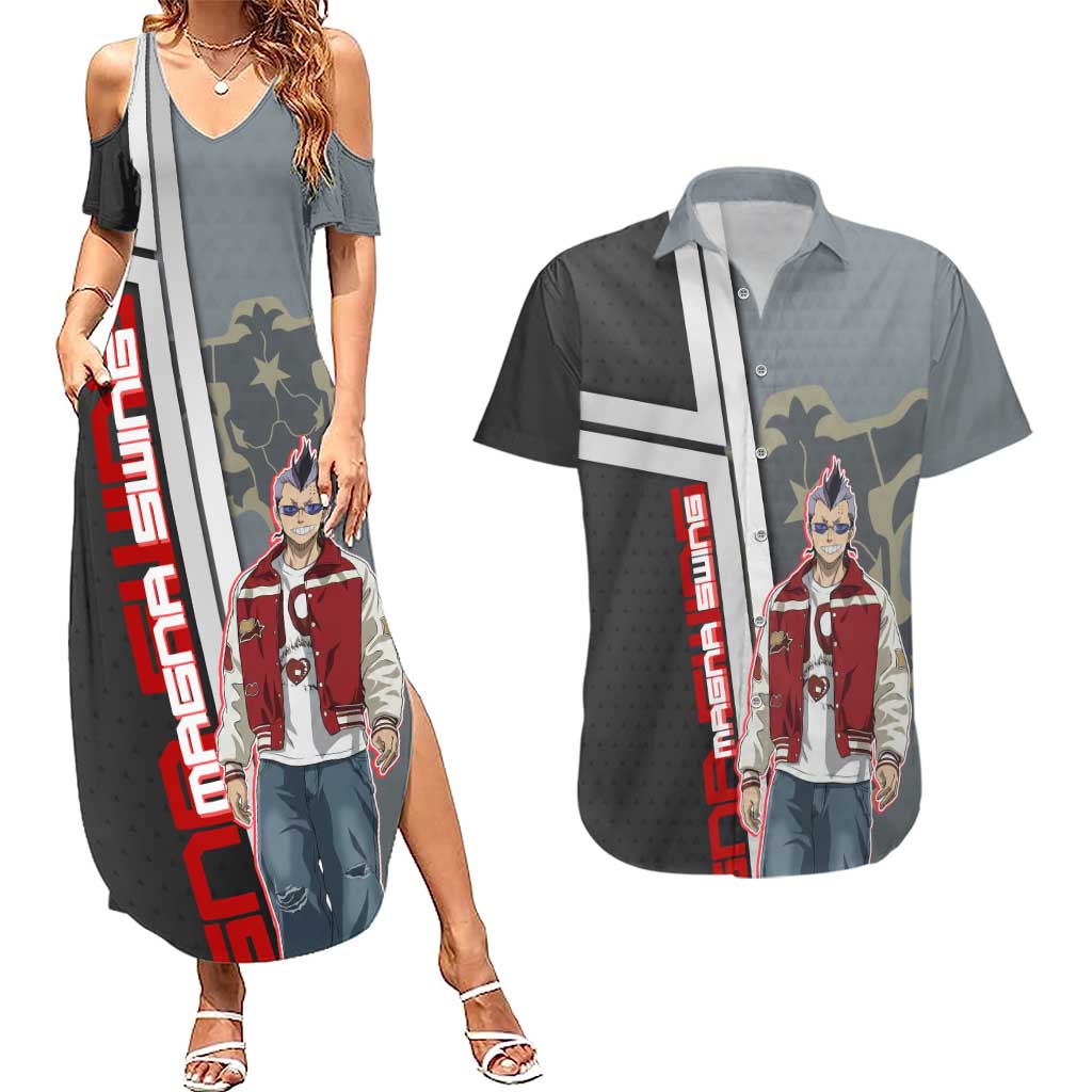 Black Clover Magna Swing Couples Matching Summer Maxi Dress and Hawaiian Shirt Retro Anime Street Style