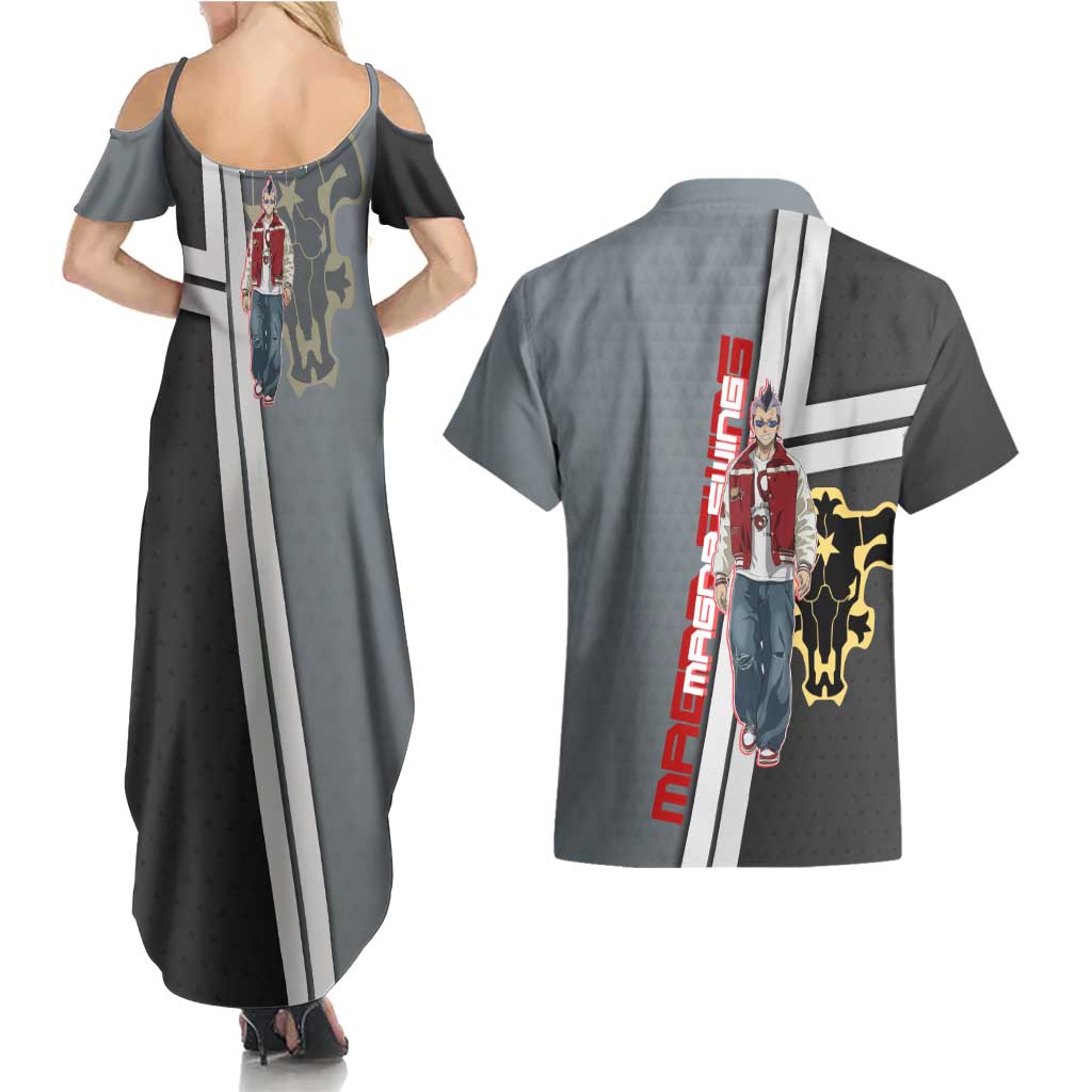 Black Clover Magna Swing Couples Matching Summer Maxi Dress and Hawaiian Shirt Retro Anime Street Style