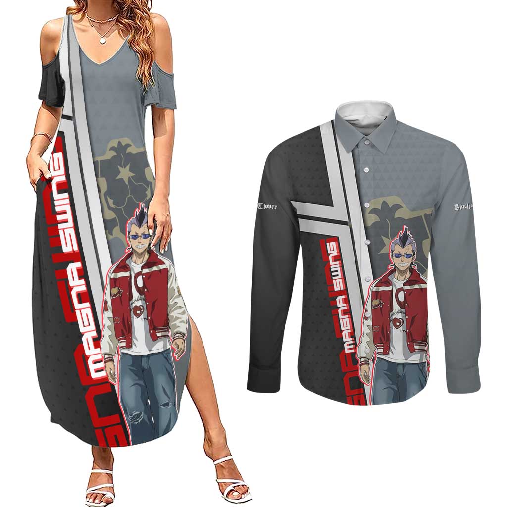 Black Clover Magna Swing Couples Matching Summer Maxi Dress and Long Sleeve Button Shirt Retro Anime Street Style