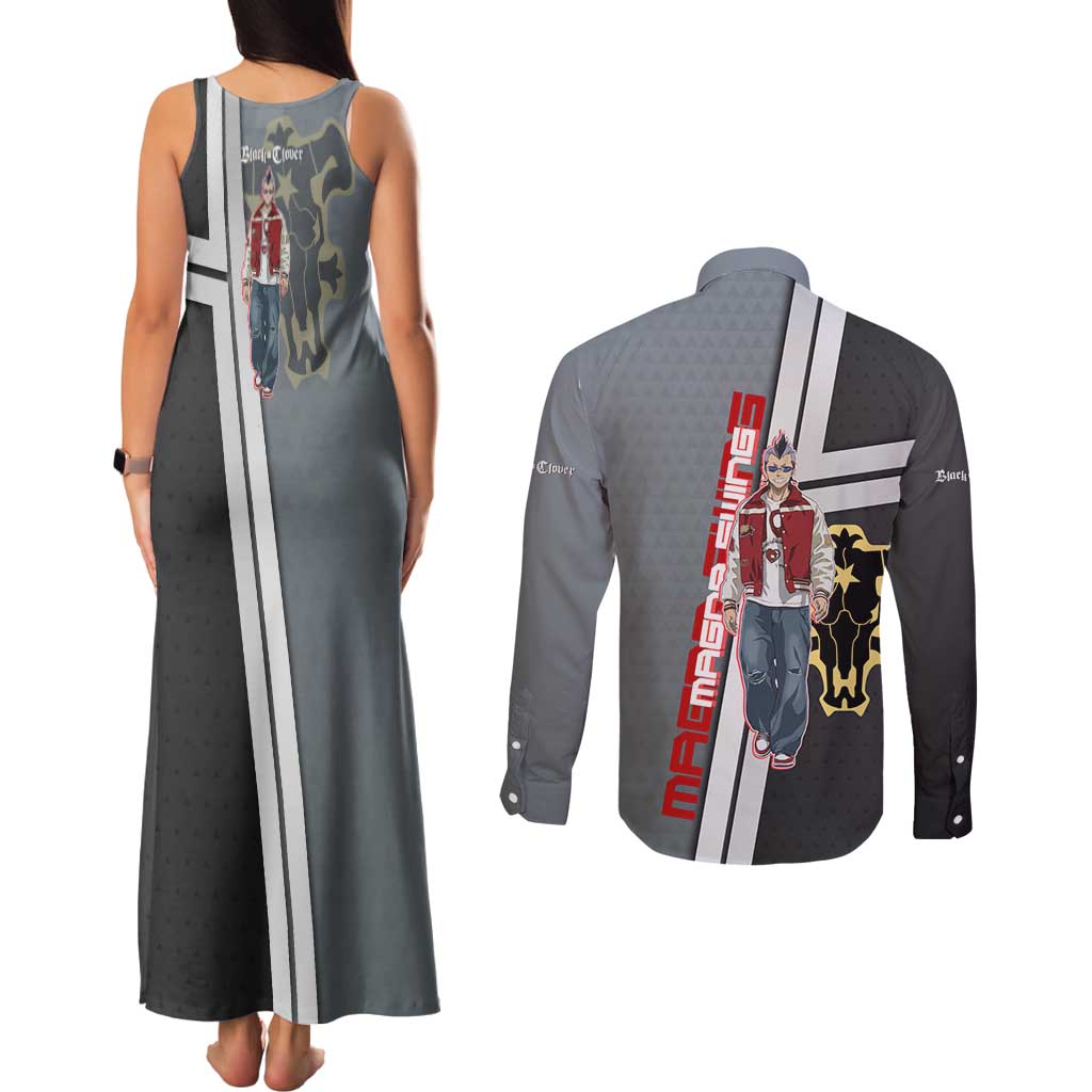 Black Clover Magna Swing Couples Matching Tank Maxi Dress and Long Sleeve Button Shirt Retro Anime Street Style