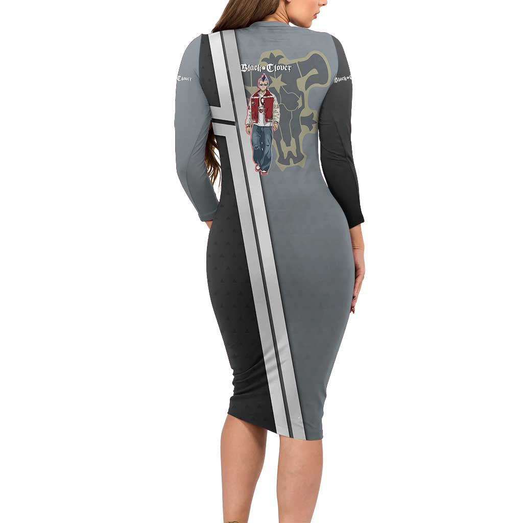 Black Clover Magna Swing Family Matching Long Sleeve Bodycon Dress and Hawaiian Shirt Retro Anime Street Style