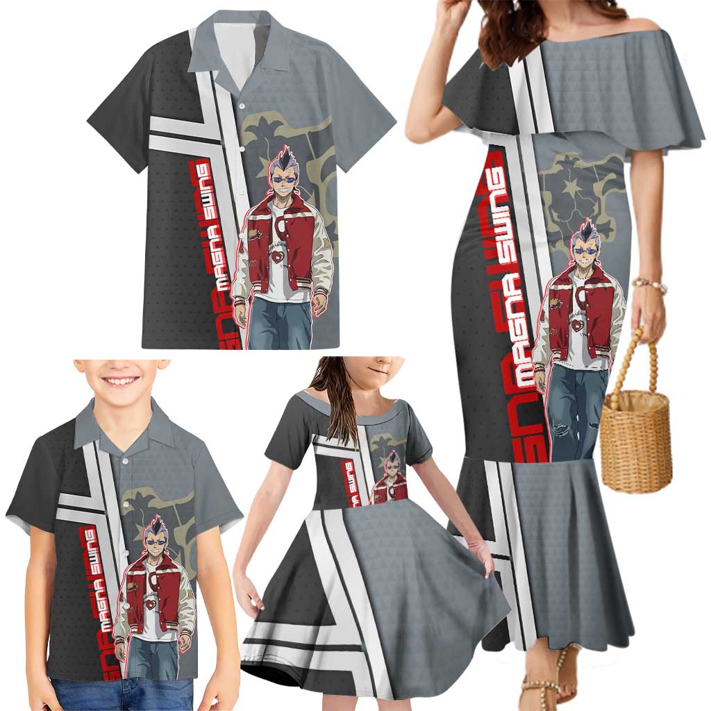 Black Clover Magna Swing Family Matching Mermaid Dress and Hawaiian Shirt Retro Anime Street Style
