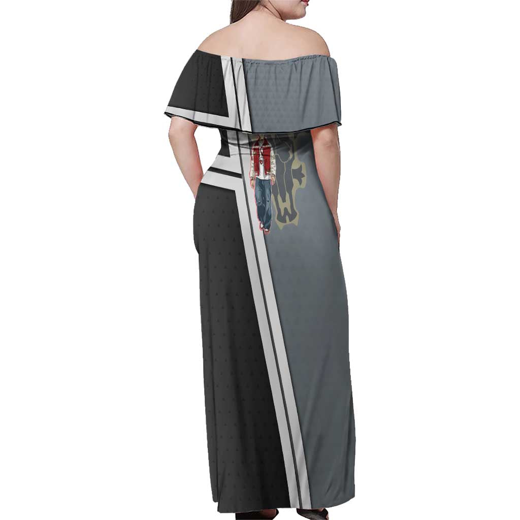 Black Clover Magna Swing Family Matching Off Shoulder Maxi Dress and Hawaiian Shirt Retro Anime Street Style