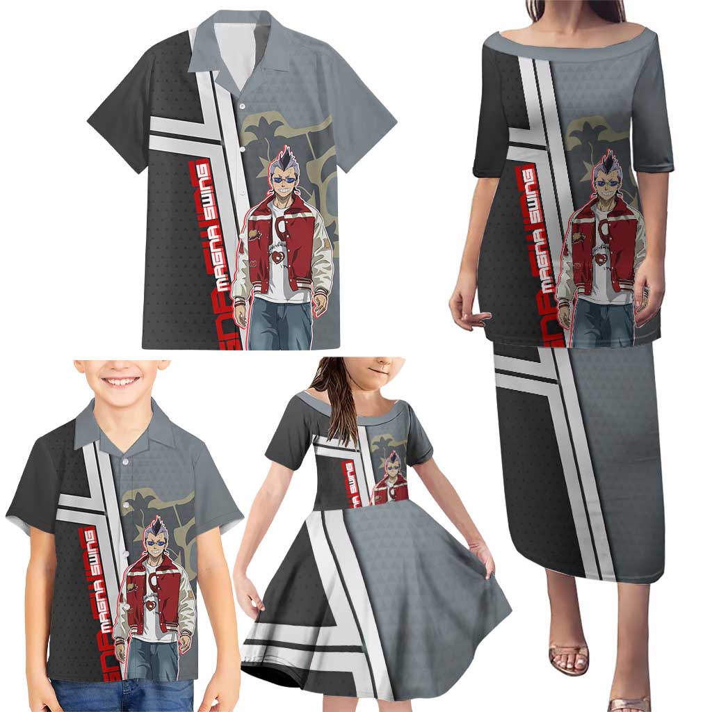 Black Clover Magna Swing Family Matching Puletasi and Hawaiian Shirt Retro Anime Street Style