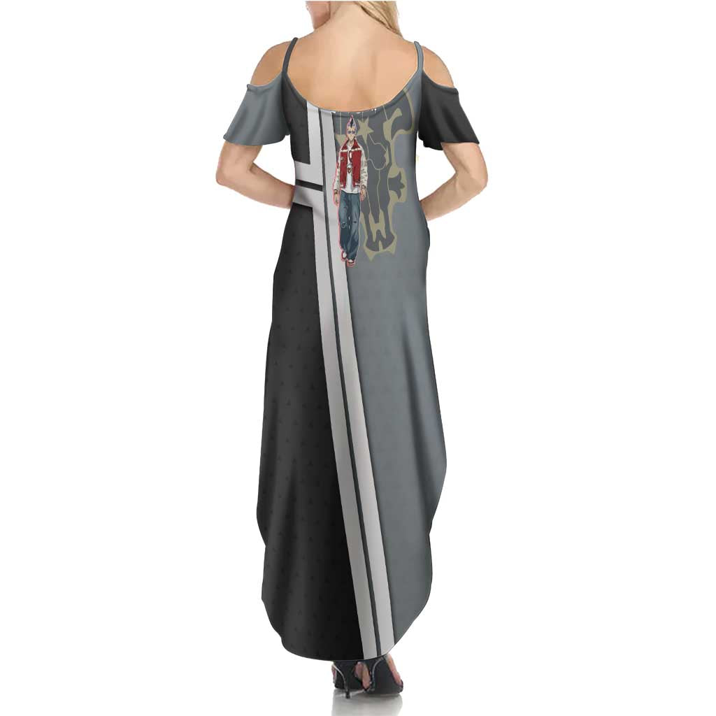 Black Clover Magna Swing Family Matching Summer Maxi Dress and Hawaiian Shirt Retro Anime Street Style