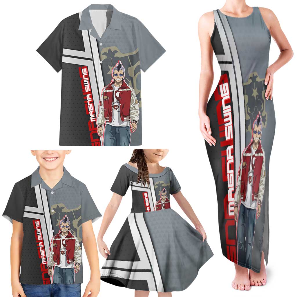 Black Clover Magna Swing Family Matching Tank Maxi Dress and Hawaiian Shirt Retro Anime Street Style