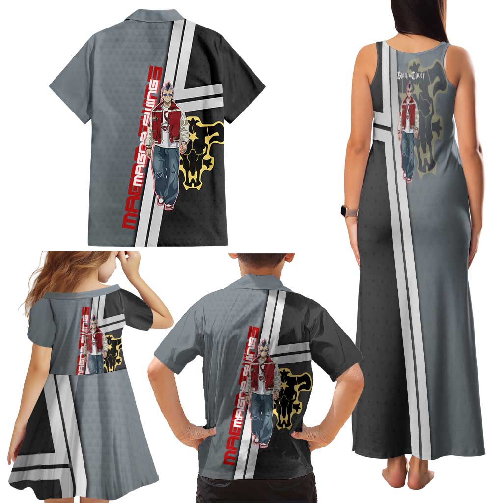 Black Clover Magna Swing Family Matching Tank Maxi Dress and Hawaiian Shirt Retro Anime Street Style