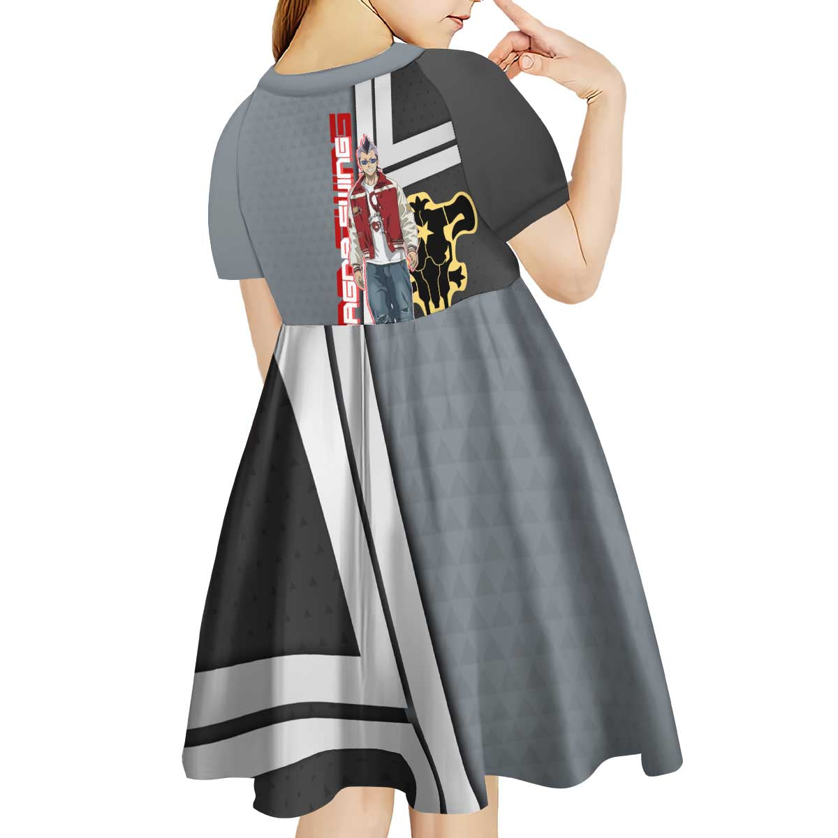 Black Clover Magna Swing Kid Short Sleeve Dress Retro Anime Street Style
