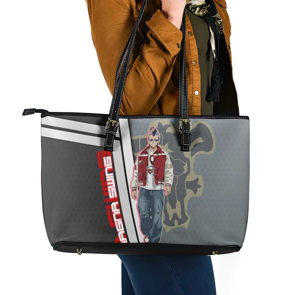 Black Clover Magna Swing Leather Tote Bag Retro Anime Street Style