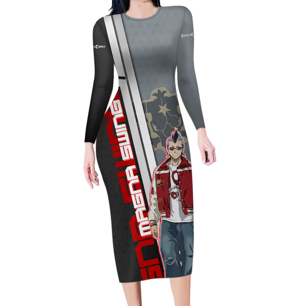 Black Clover Magna Swing Long Sleeve Bodycon Dress Retro Anime Street Style