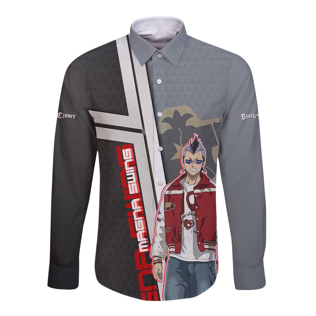 Black Clover Magna Swing Long Sleeve Button Shirt Retro Anime Street Style