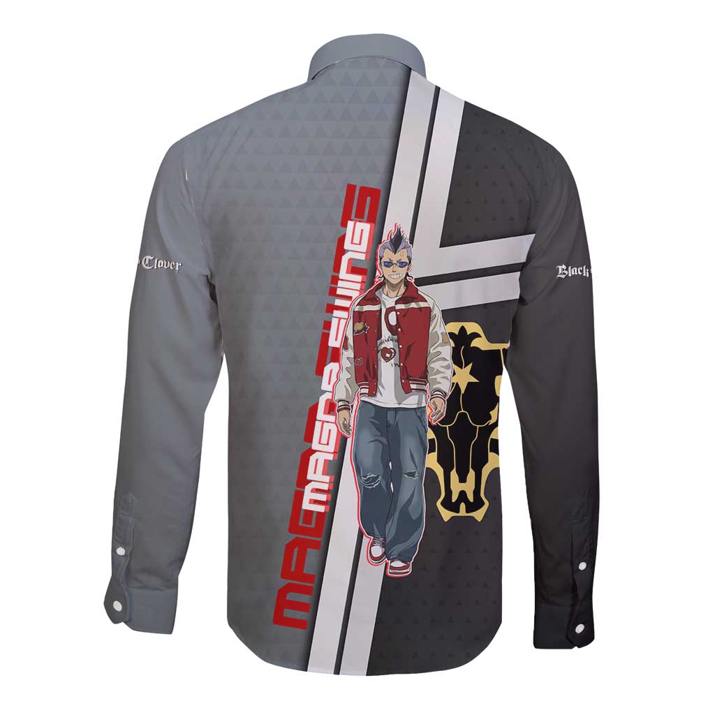 Black Clover Magna Swing Long Sleeve Button Shirt Retro Anime Street Style