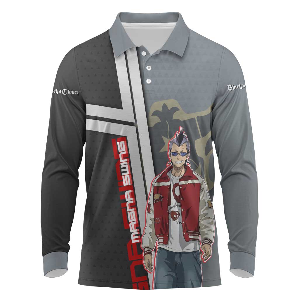 Black Clover Magna Swing Long Sleeve Polo Shirt Retro Anime Street Style