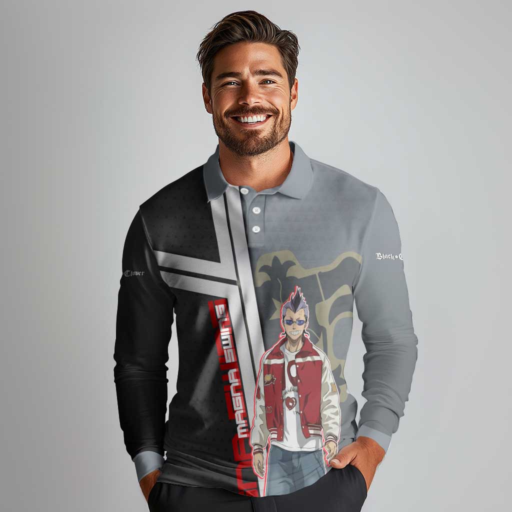Black Clover Magna Swing Long Sleeve Polo Shirt Retro Anime Street Style