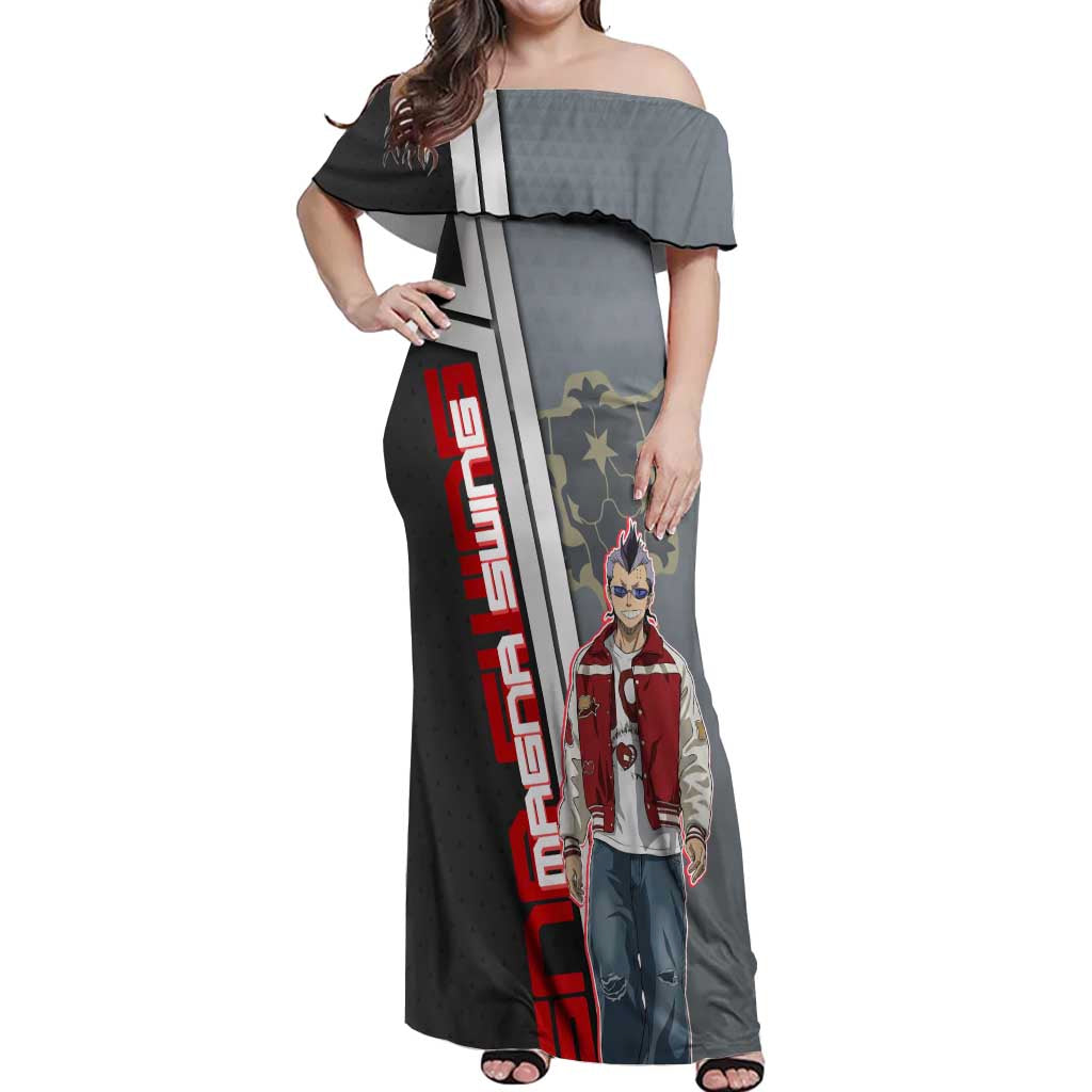 Black Clover Magna Swing Off Shoulder Maxi Dress Retro Anime Street Style