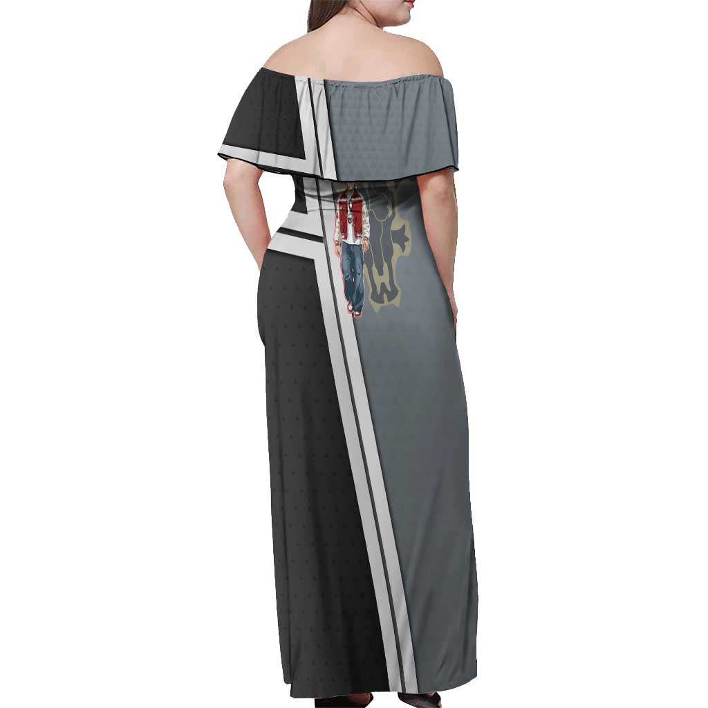 Black Clover Magna Swing Off Shoulder Maxi Dress Retro Anime Street Style
