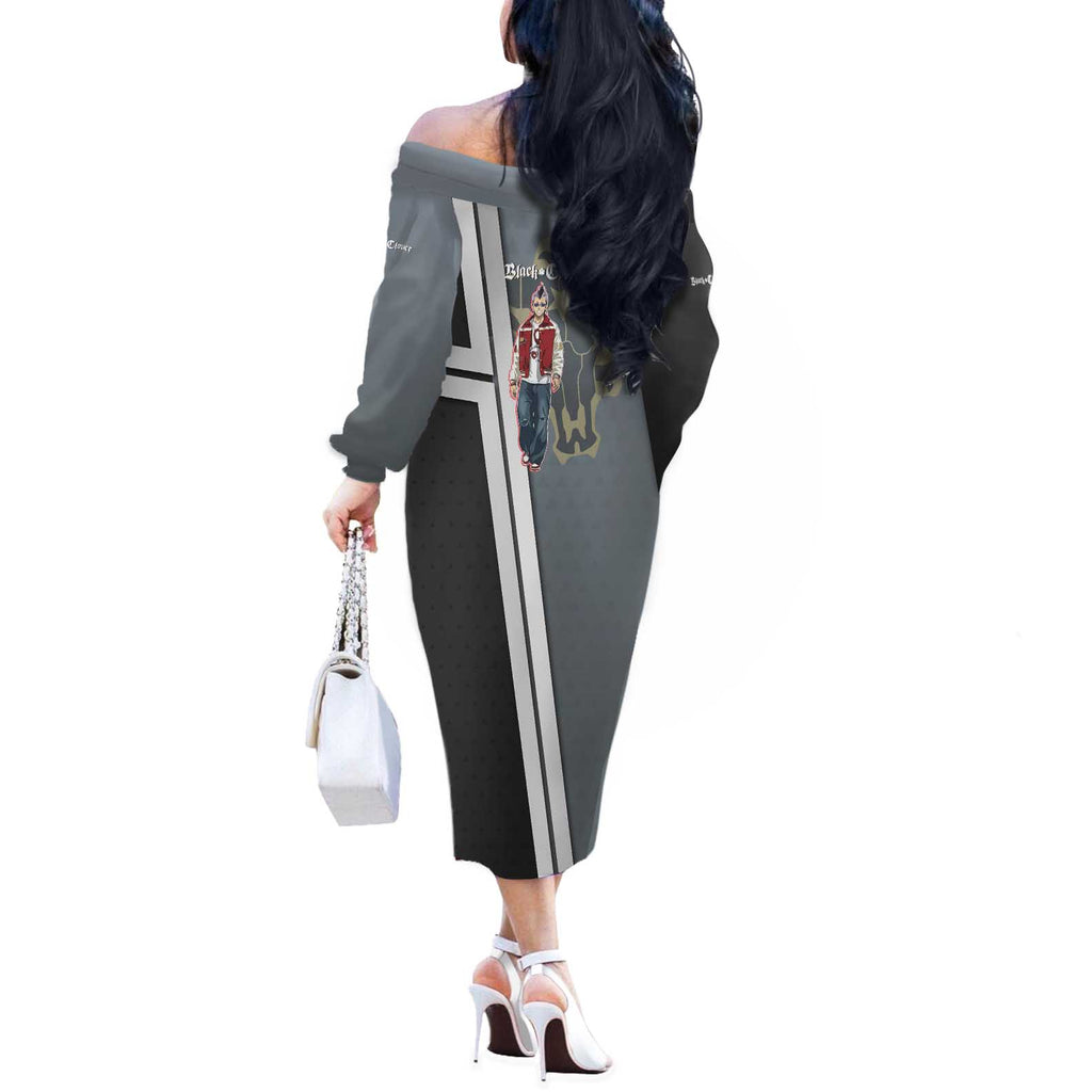Black Clover Magna Swing Off The Shoulder Long Sleeve Dress Retro Anime Street Style