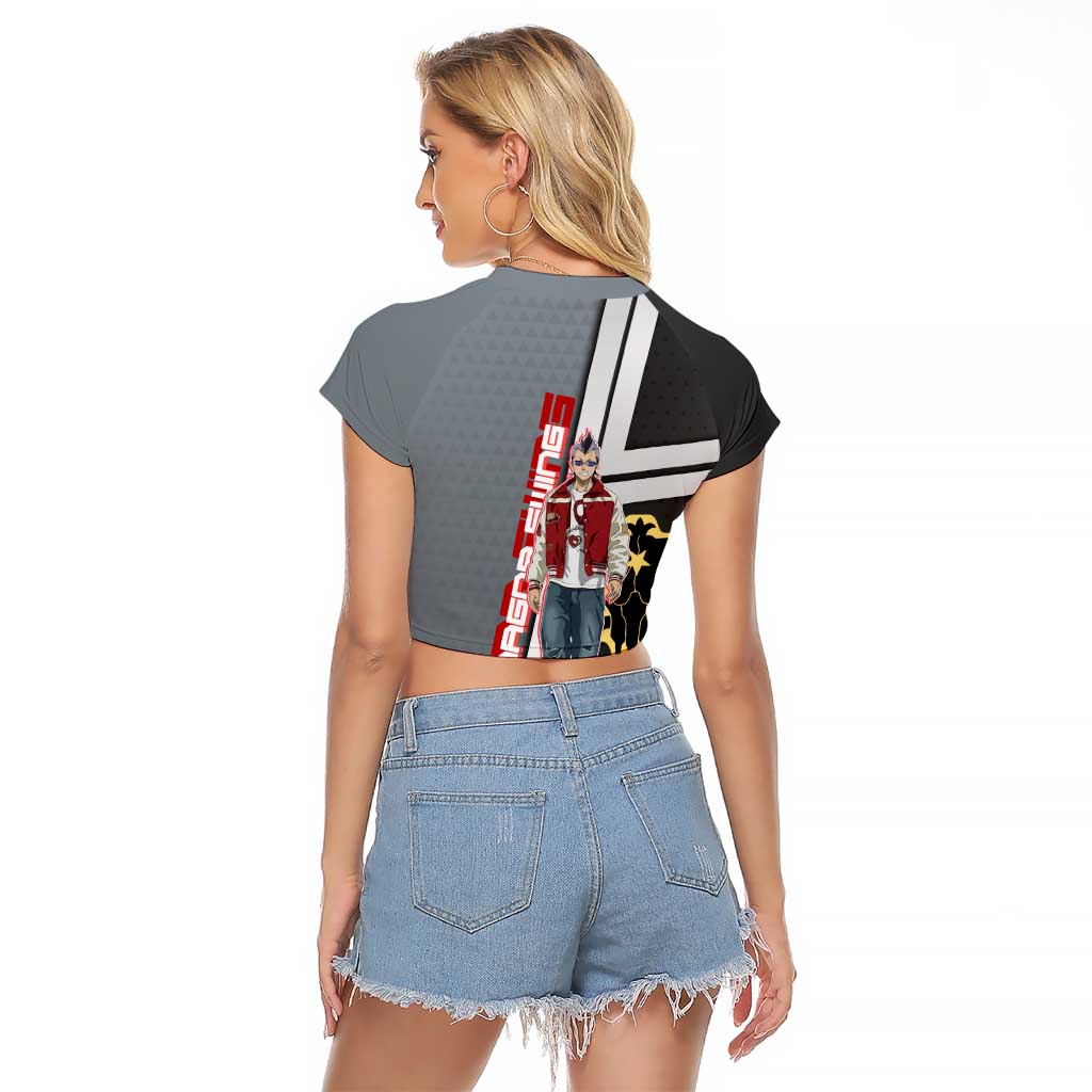 Black Clover Magna Swing Raglan Cropped T Shirt Retro Anime Street Style