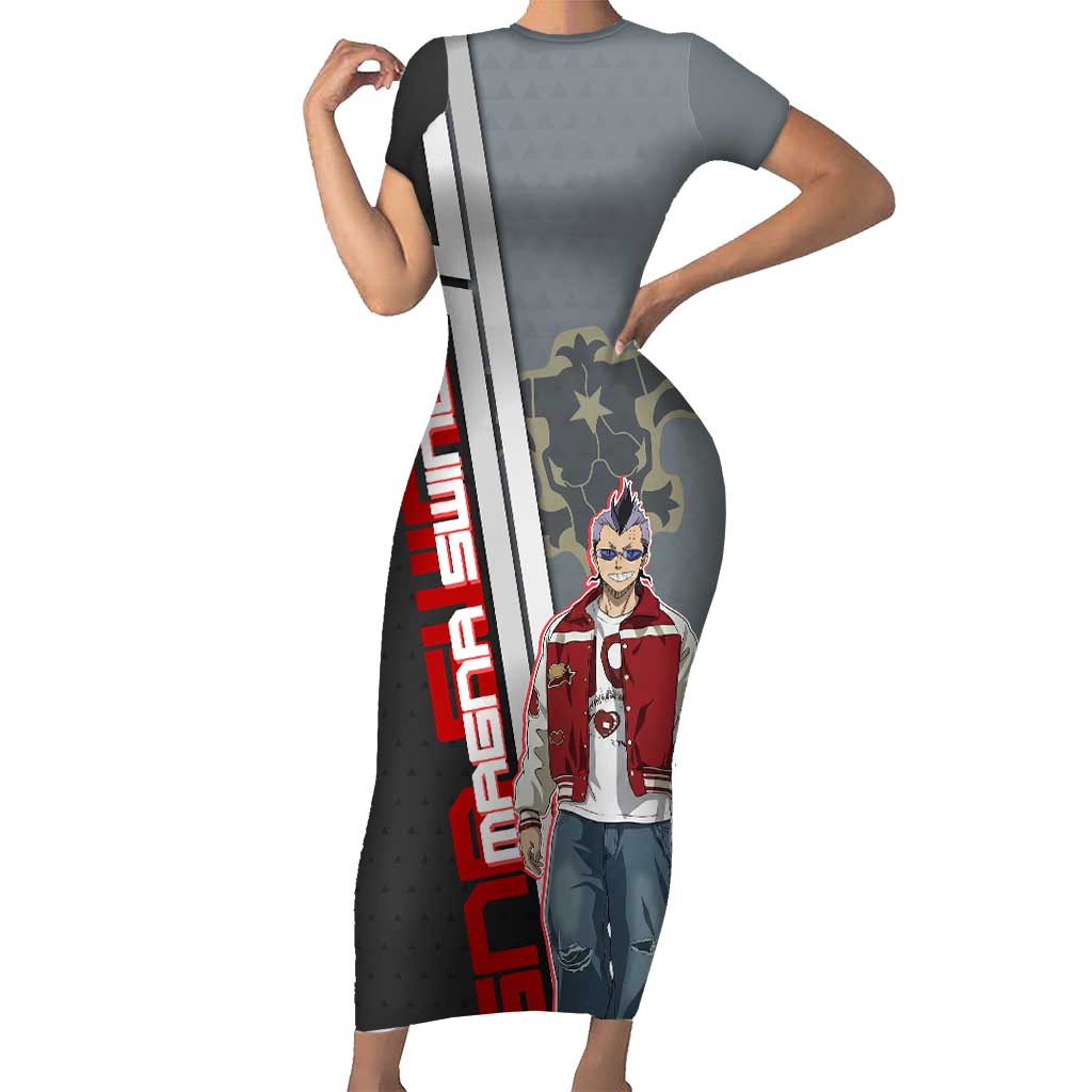 Black Clover Magna Swing Short Sleeve Bodycon Dress Retro Anime Street Style