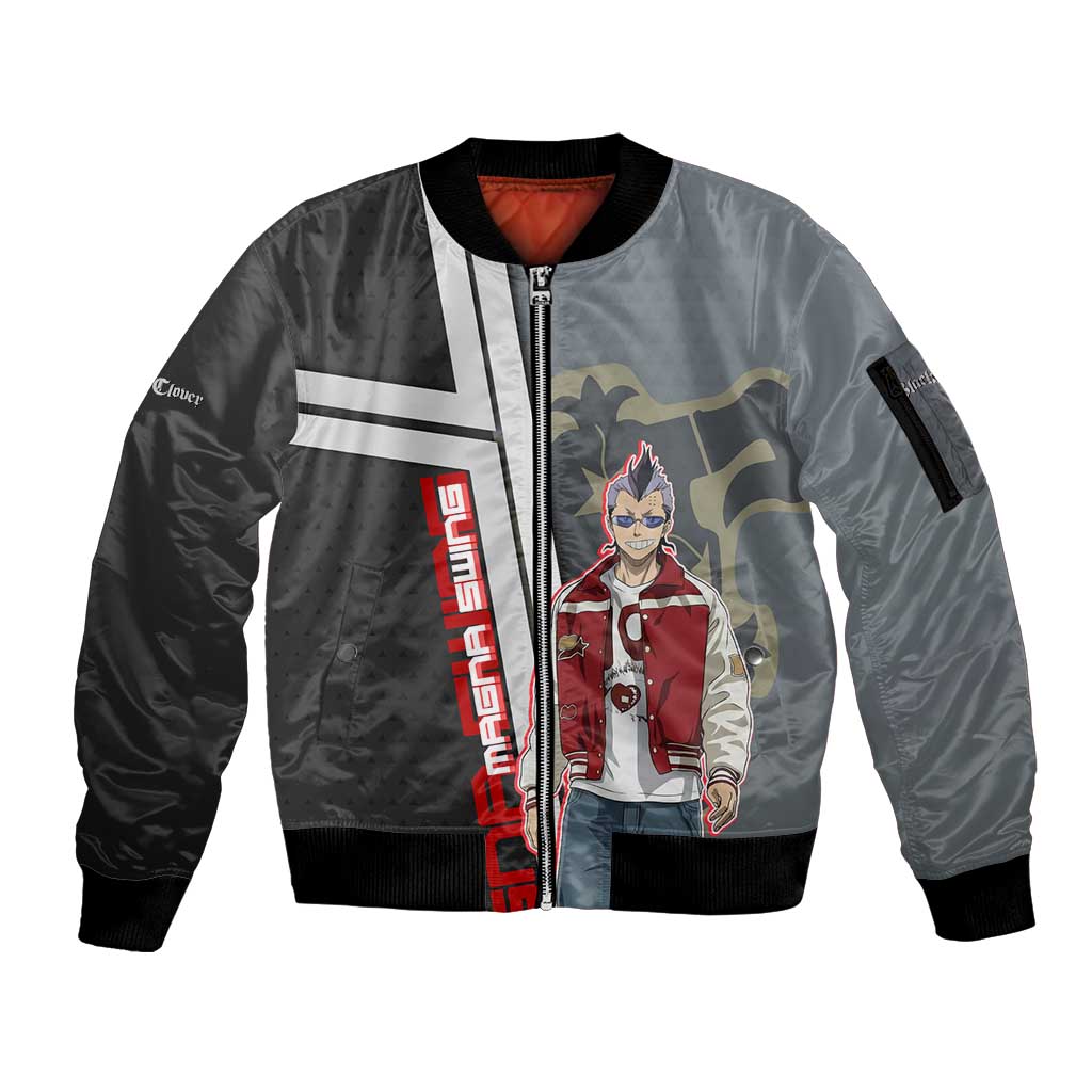 Black Clover Magna Swing Sleeve Zip Bomber Jacket Retro Anime Street Style