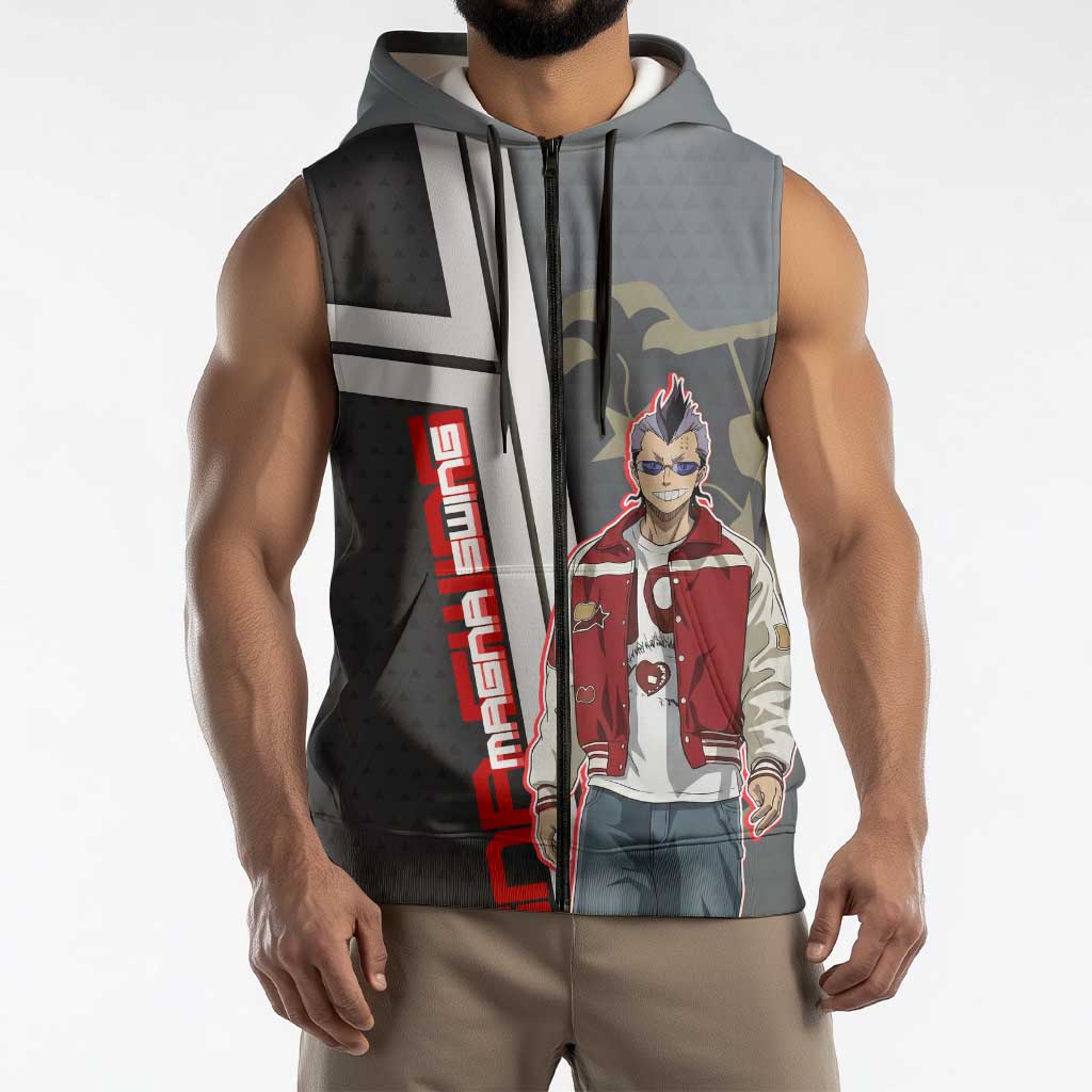 Black Clover Magna Swing Sleeveless Zip Hoodie Retro Anime Street Style