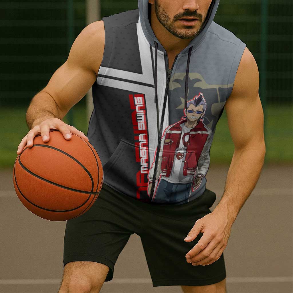Black Clover Magna Swing Sleeveless Zip Hoodie Retro Anime Street Style