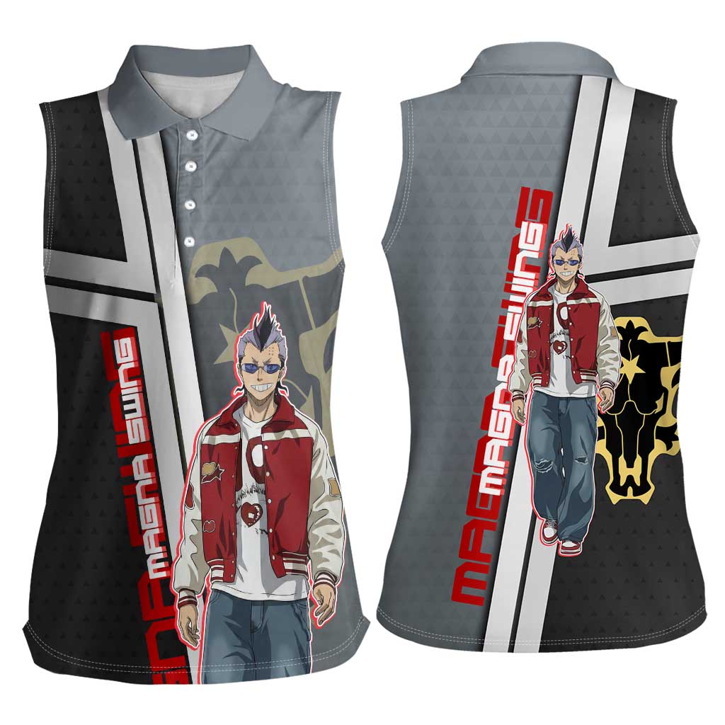Black Clover Magna Swing Women Sleeveless Polo Shirt Retro Anime Street Style