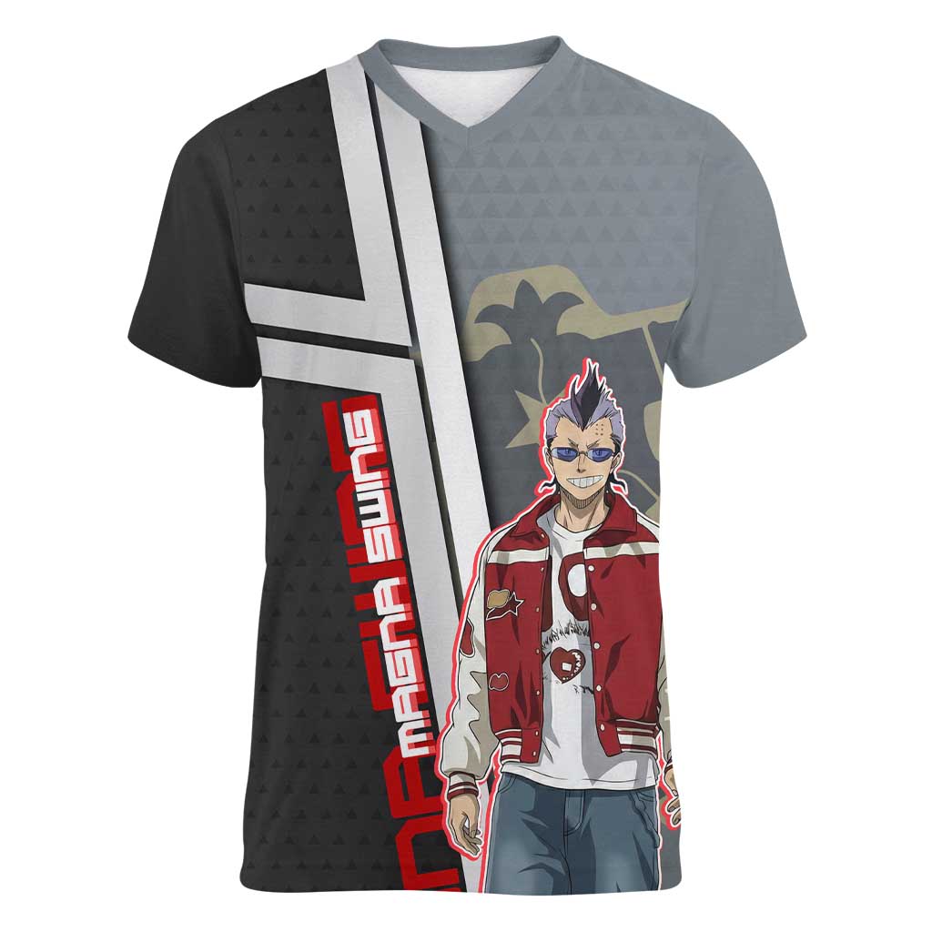 Black Clover Magna Swing Women V-Neck T-Shirt Retro Anime Street Style