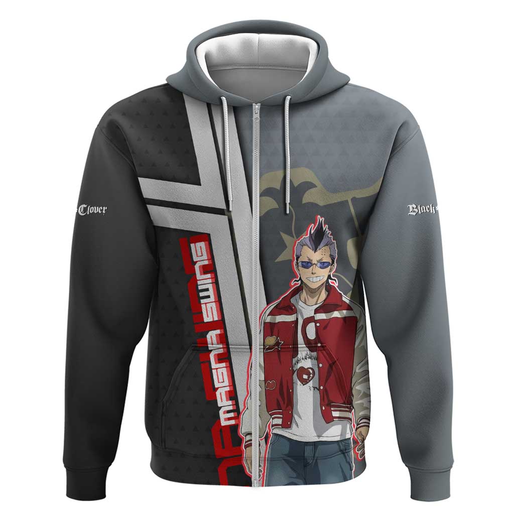 Black Clover Magna Swing Zip Hoodie Retro Anime Street Style