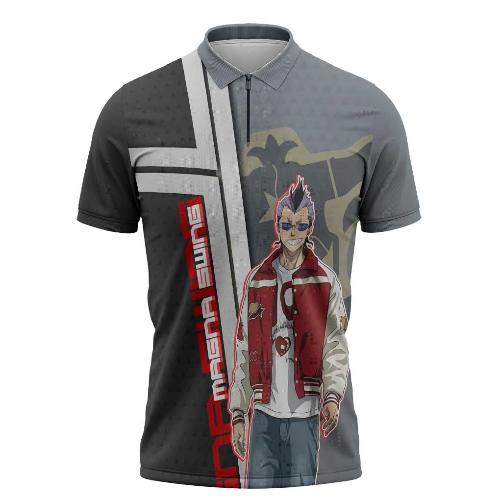 Black Clover Magna Swing Zipper Polo Shirt Retro Anime Street Style