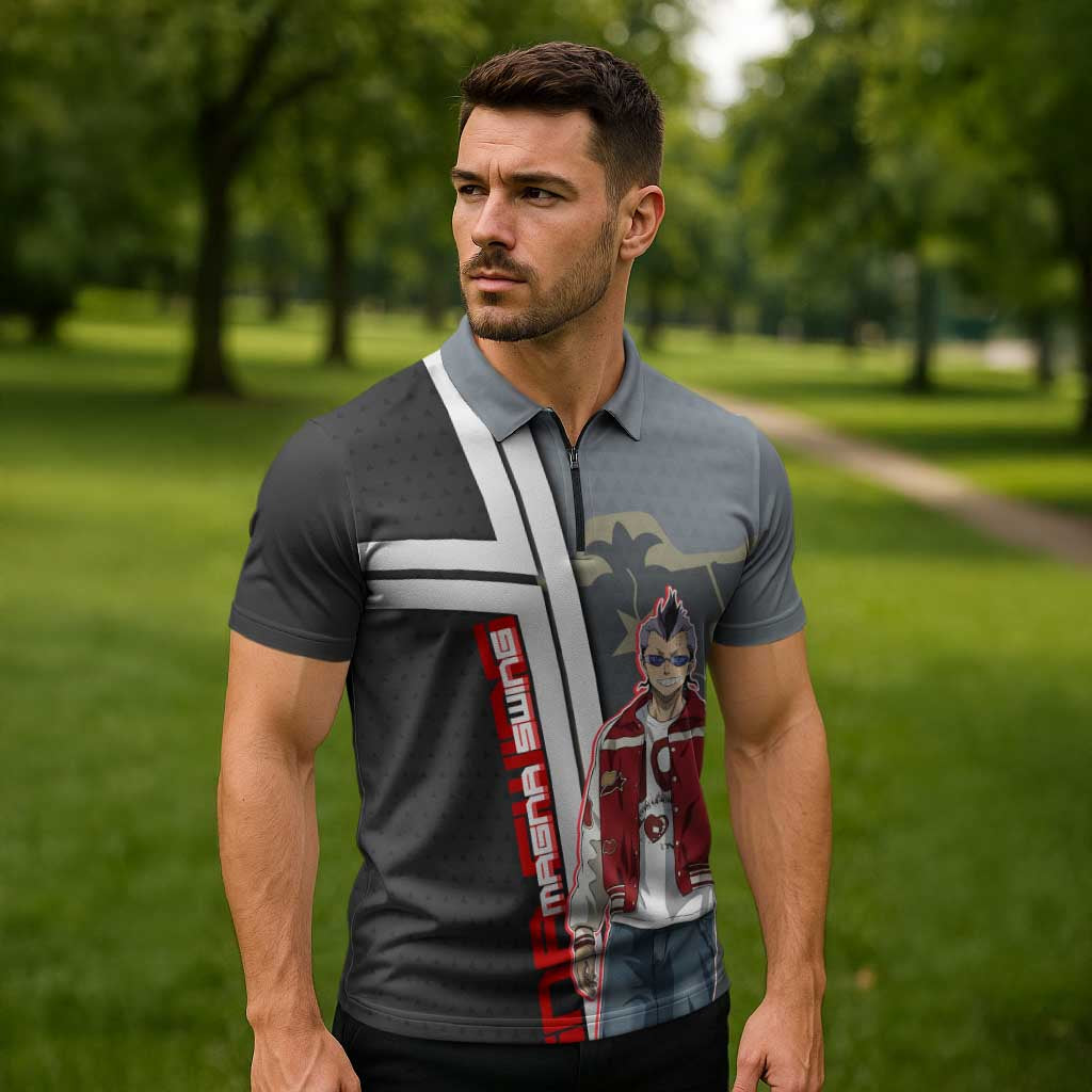 Black Clover Magna Swing Zipper Polo Shirt Retro Anime Street Style