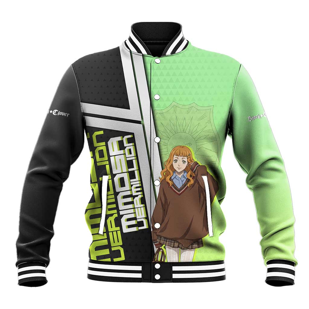 Black Clover Mimosa Vermillion Baseball Jacket Cozy Academia Anime Style