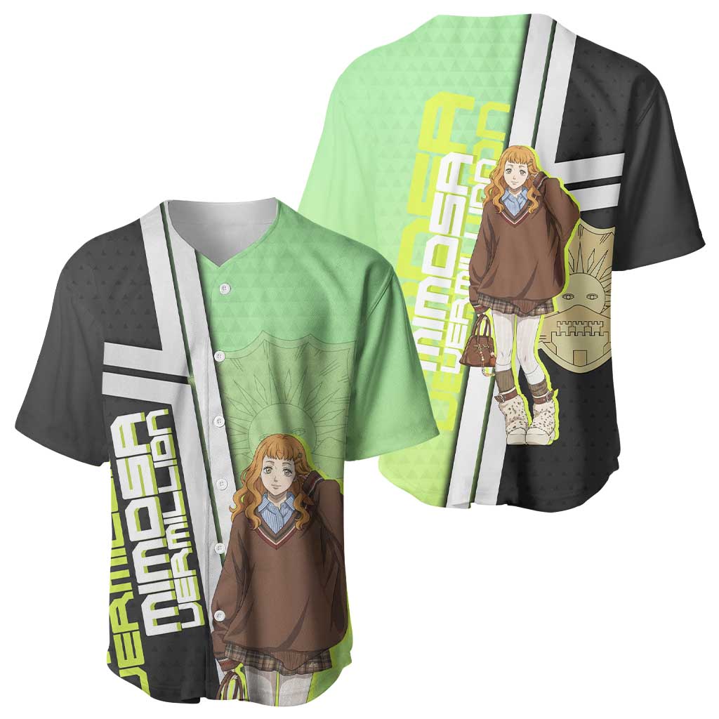 Black Clover Mimosa Vermillion Baseball Jersey Cozy Academia Anime Style