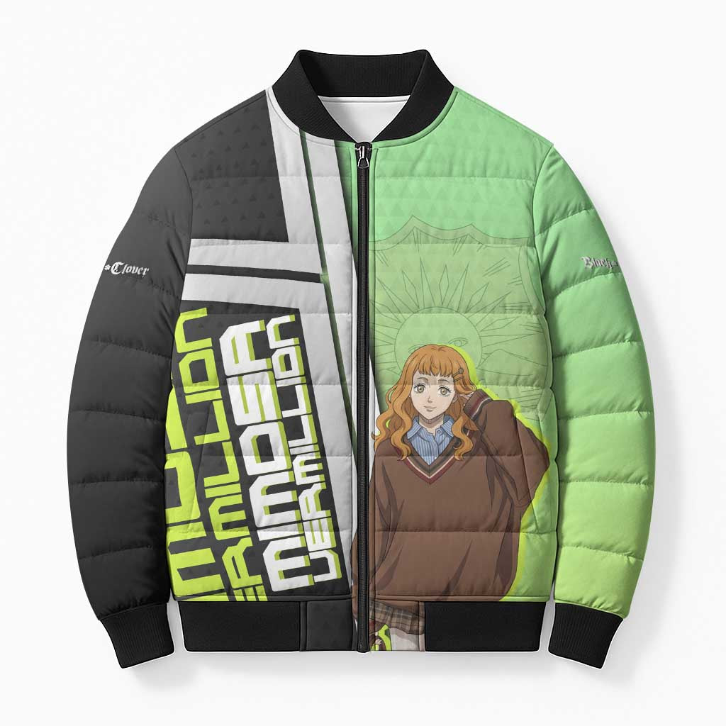 Black Clover Mimosa Vermillion Bomber Puffer Jacket Cozy Academia Anime Style