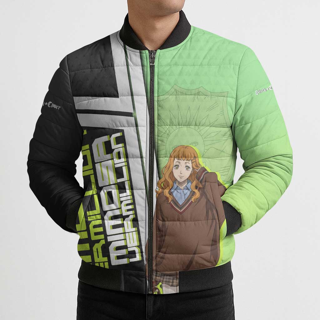 Black Clover Mimosa Vermillion Bomber Puffer Jacket Cozy Academia Anime Style