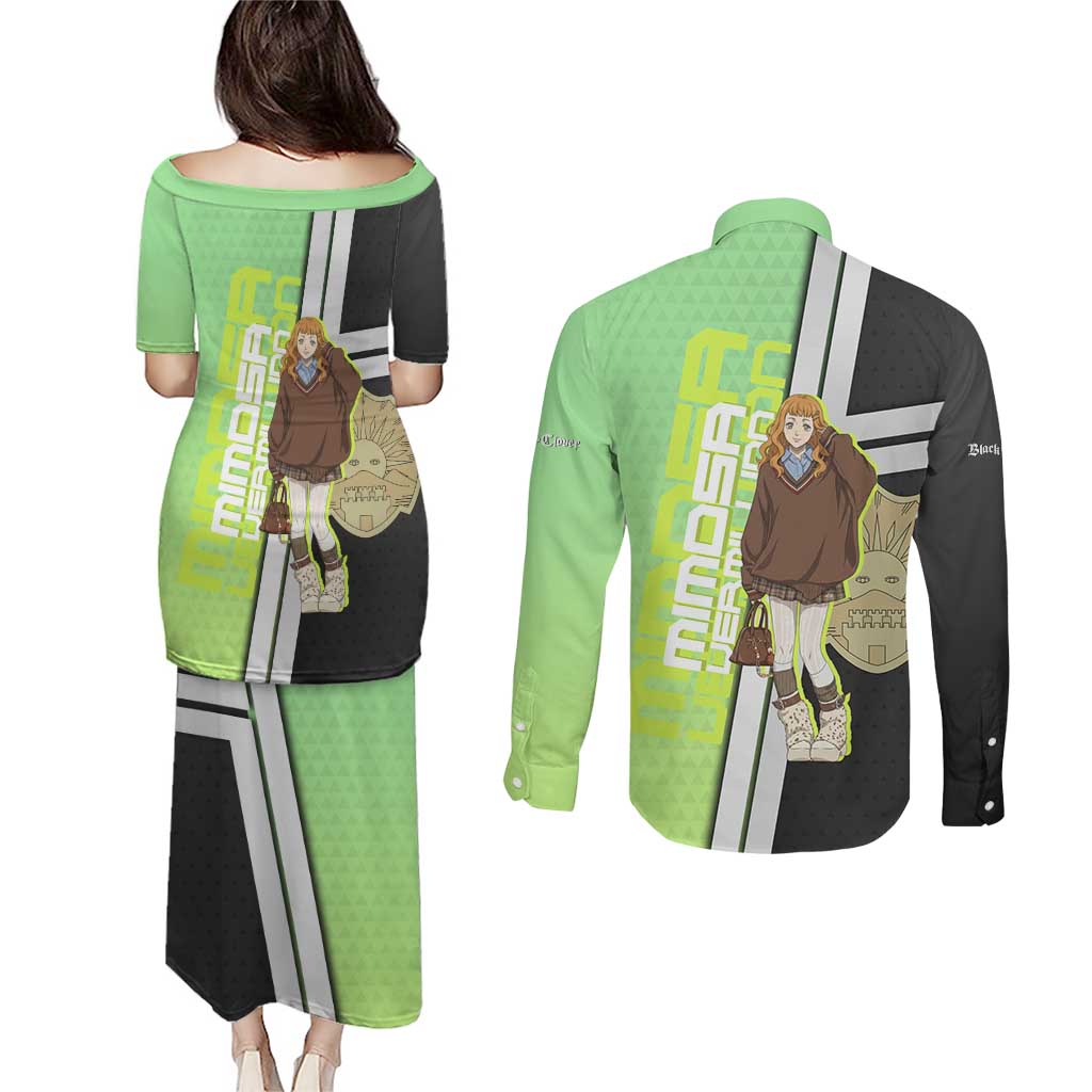 Black Clover Mimosa Vermillion Couples Matching Puletasi and Long Sleeve Button Shirt Cozy Academia Anime Style