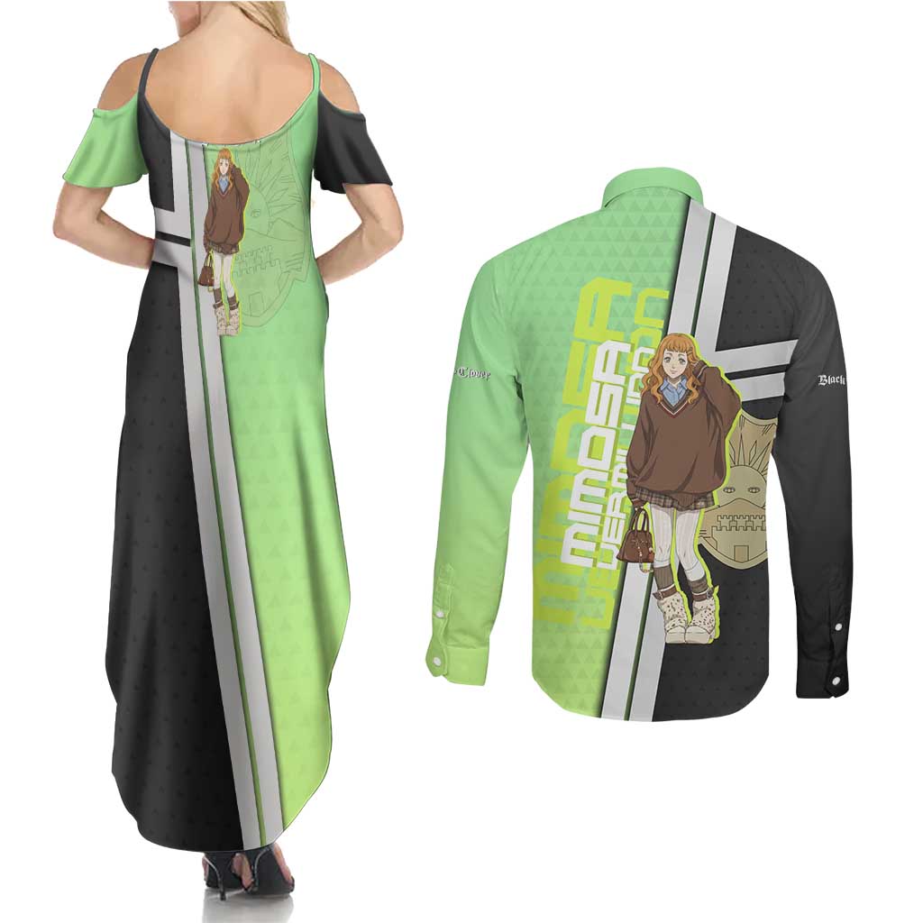 Black Clover Mimosa Vermillion Couples Matching Summer Maxi Dress and Long Sleeve Button Shirt Cozy Academia Anime Style