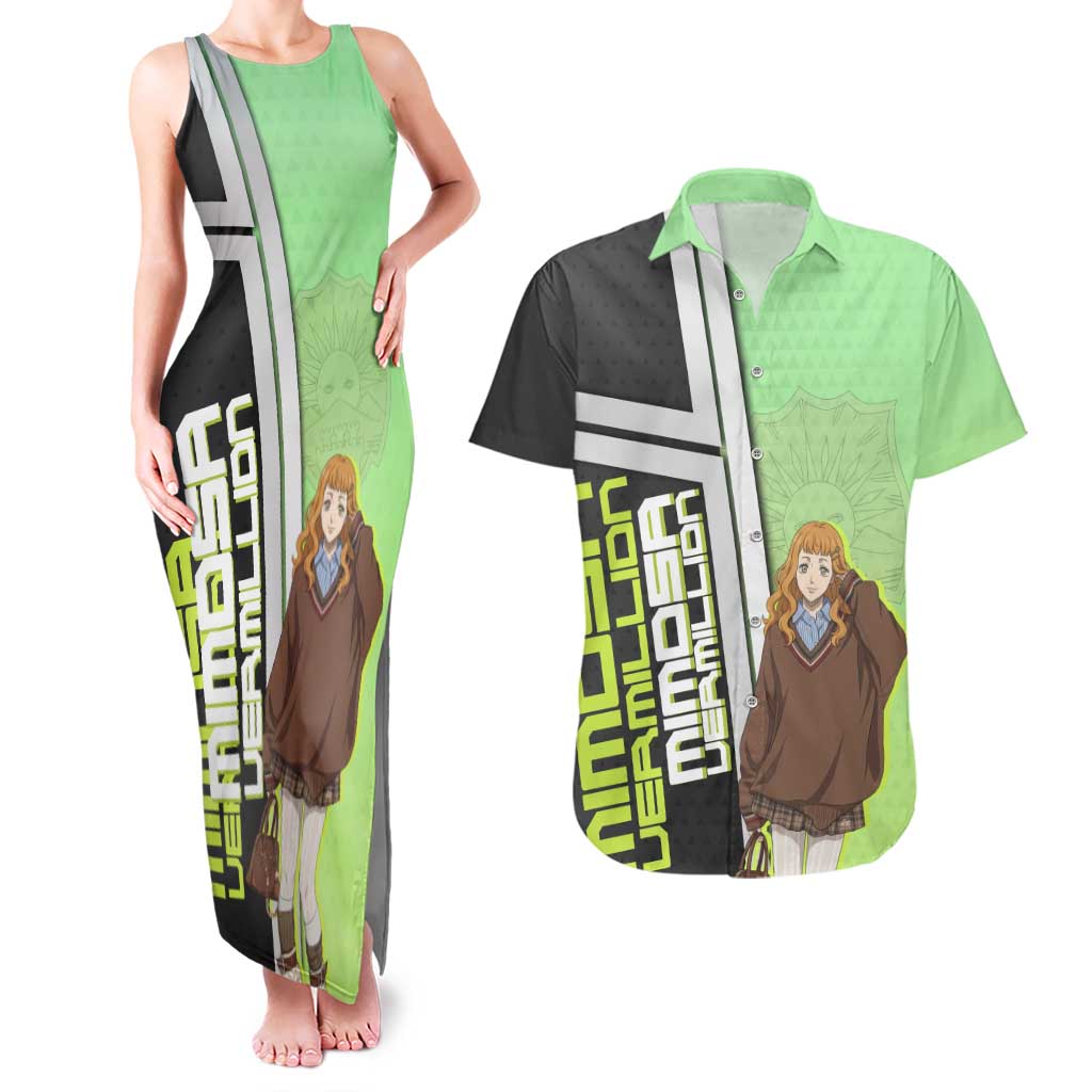 Black Clover Mimosa Vermillion Couples Matching Tank Maxi Dress and Hawaiian Shirt Cozy Academia Anime Style