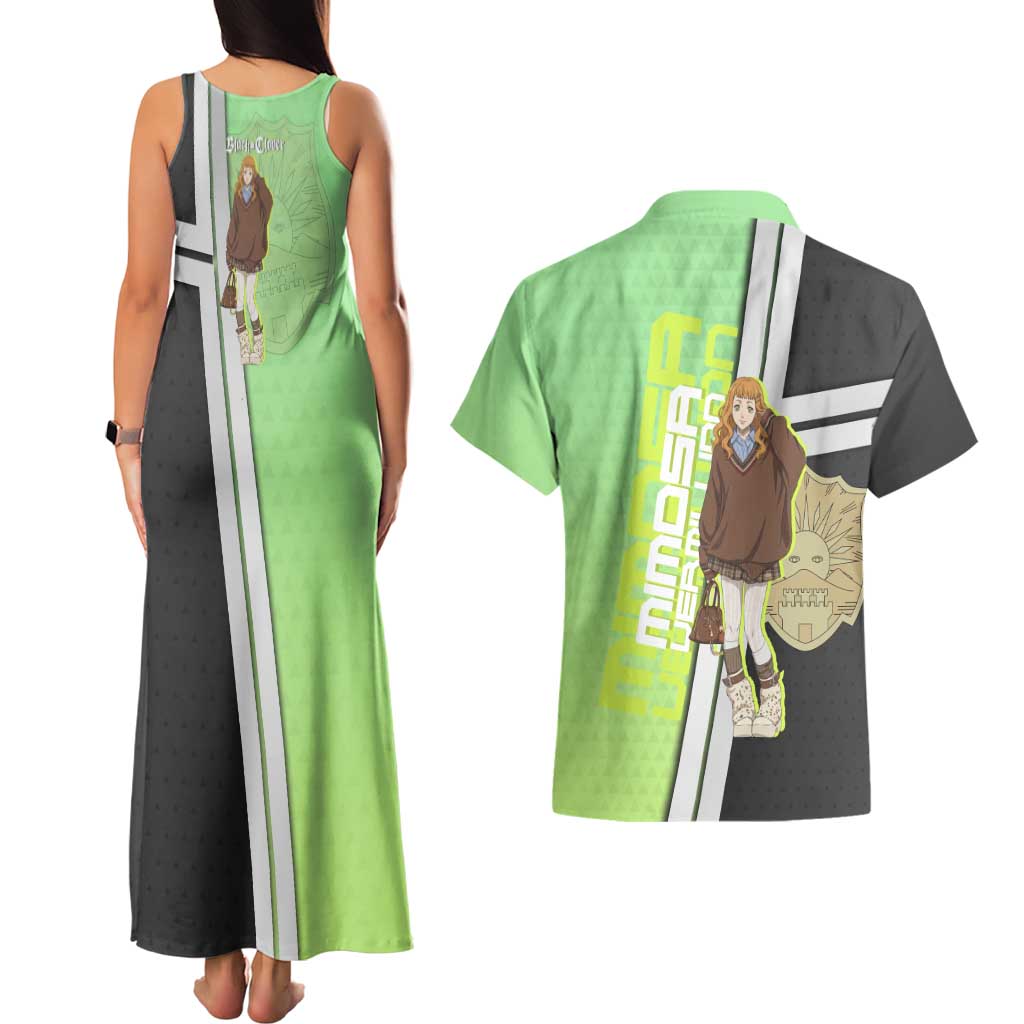 Black Clover Mimosa Vermillion Couples Matching Tank Maxi Dress and Hawaiian Shirt Cozy Academia Anime Style