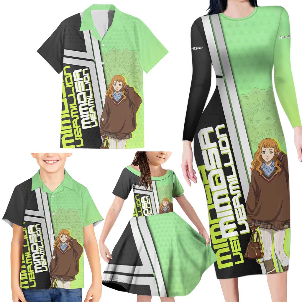 Black Clover Mimosa Vermillion Family Matching Long Sleeve Bodycon Dress and Hawaiian Shirt Cozy Academia Anime Style