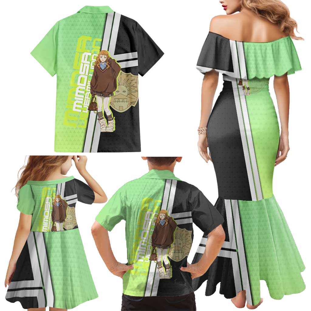 Black Clover Mimosa Vermillion Family Matching Mermaid Dress and Hawaiian Shirt Cozy Academia Anime Style